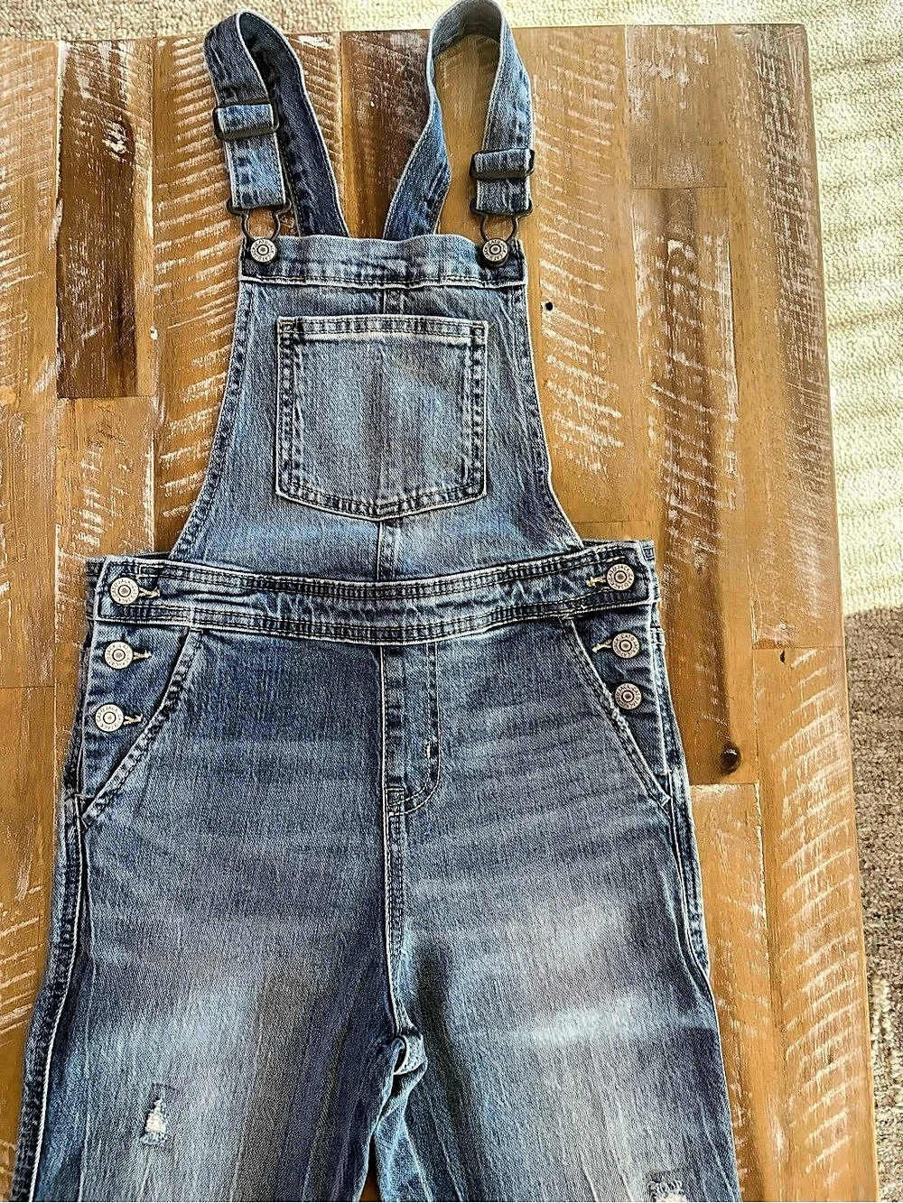 Cat & Jack Straight Overall Denim Overalls Blue Size Medium (8)